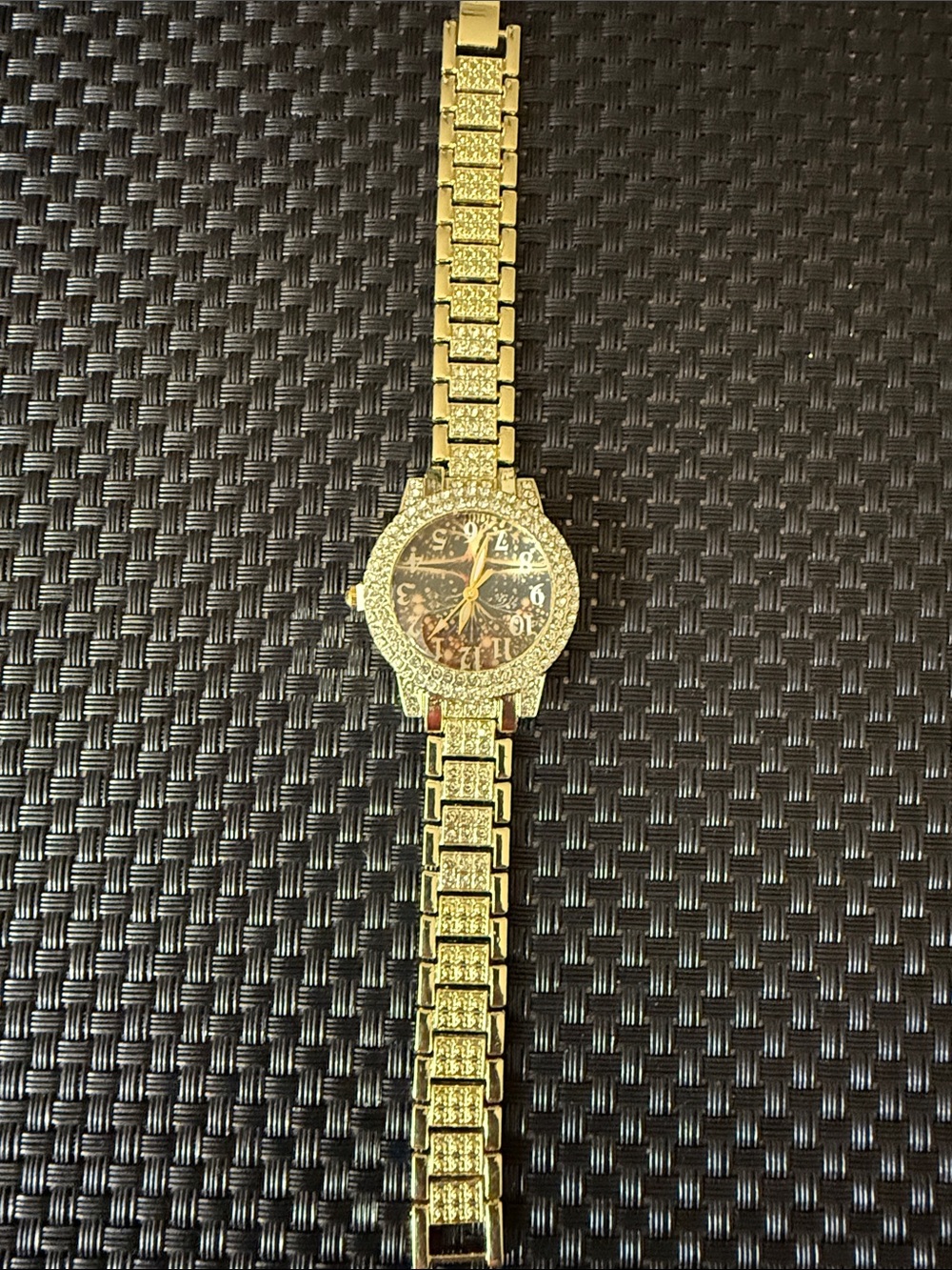 Gold-Tone Men’s Crystal Bracelet Watch - Fashion Accessory